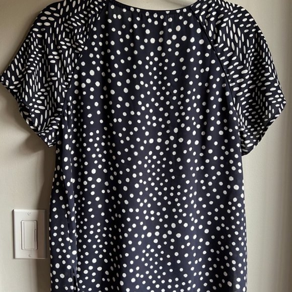 Navy Mixed Print Blouse - Picture 4 of 4